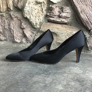 Vintage Yves Saint Laurent Black Almond Toe Heels